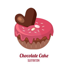 piece of chocolate cake vector illustration