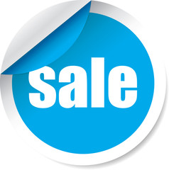 Sale blue Label, Sign, stickers and symbol.