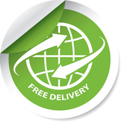 Free delivery green Label, Sign, stickers and symbol.