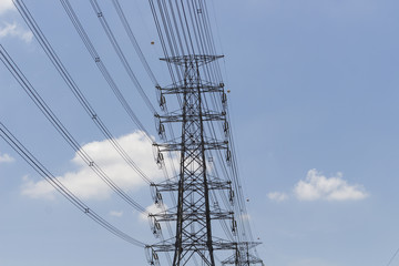 high voltage transmitsion line on steel structure