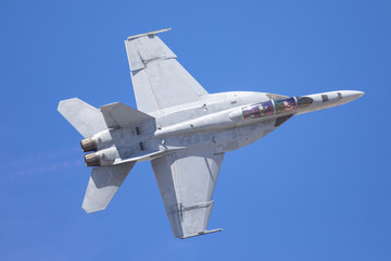 F-18 Hornet in an extremely close view, with afterburners on