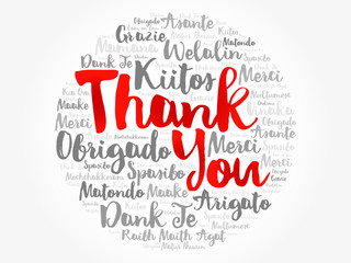 Fototapeta premium Thank You Word Cloud background, all languages, multilingual for education or thanksgiving day