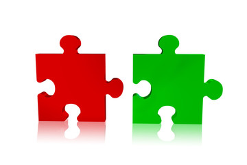 Obraz premium Two puzzle pieces, 3d illustration