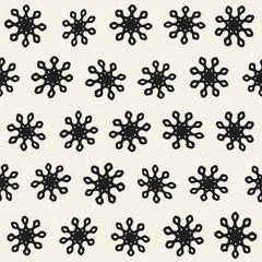 Vector seamless pattern. Abstract background with floral brush strokes. Monochrome hand drawn texture