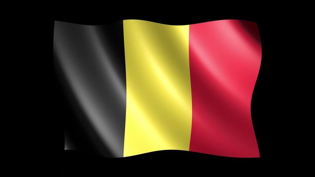 Flag of Belgium isolated on alpha channel, seamless looping