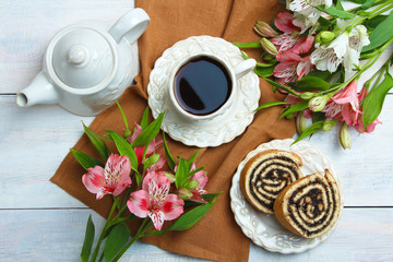 alstroemeria and breakfast