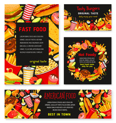 Obraz premium Fast food vector templates restaurant banner poster