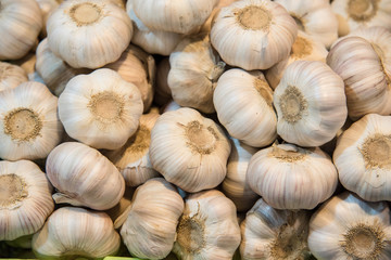 Close up of garlic in market at Bangkok, Thailand.