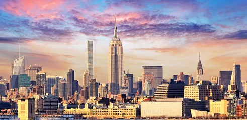 Foto op Plexiglas Empire State Building Manhattan Skyline met Empire State Building over Hudson River, New York City