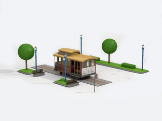3d tram san francisco 3d rendering