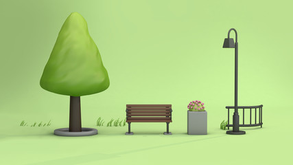 green summer parks 3d rendering
