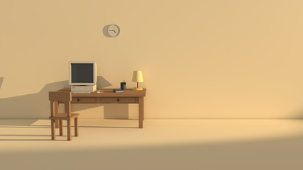 minimal desktop workspace 3d rendering