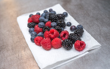 Mix berries includes rasberries, black berries and blue berries
