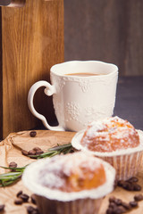 hot coffee with muffin