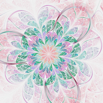 Light colorful fractal flower, digital artwork for creative graphic design