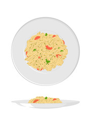 Pasta konkiloni in plate isolated