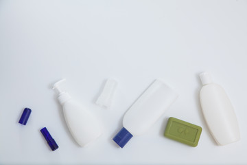 Blank white tube template design mockup set. Copy space, top view