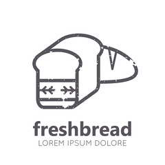 Nutritional emblem with bread in flat linear style