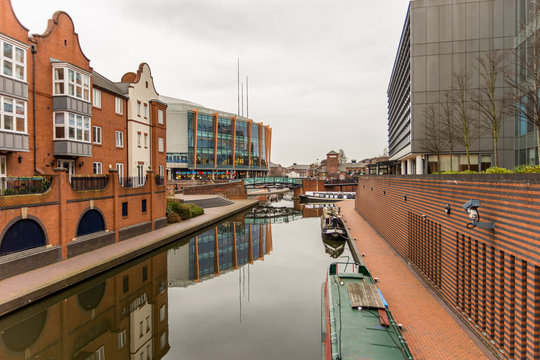 Day View of boat canal in Coventry City Centre