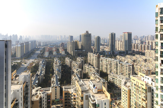 Panoramic view of Nanchang, the capital of Jianxi, at noon, China