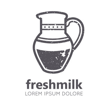Nutrition emblem with a jug of milk