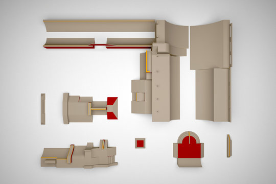 Skate Park Elements Top View 3d Rendering