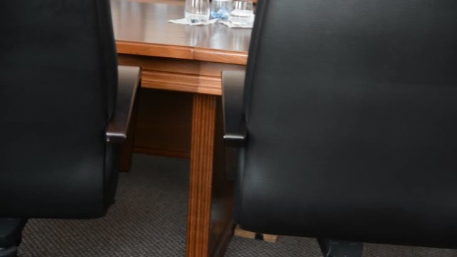 Conference room overview during a meeting of businessmen