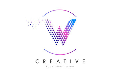 W Pink Magenta Dotted Bubble Letter Logo Design Vector