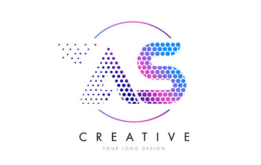 AS A S Pink Magenta Dotted Bubble Letter Logo Design Vector