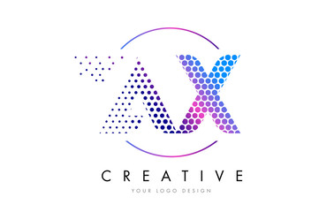 AX A X Pink Magenta Dotted Bubble Letter Logo Design Vector