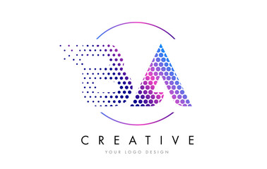 BA B A Pink Magenta Dotted Bubble Letter Logo Design Vector