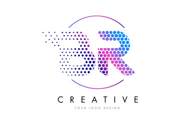 BR B R Pink Magenta Dotted Bubble Letter Logo Design Vector