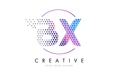 BX B X Pink Magenta Dotted Bubble Letter Logo Design Vector