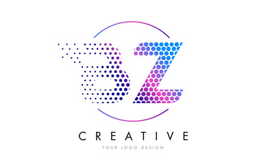 BZ B Z Pink Magenta Dotted Bubble Letter Logo Design Vector