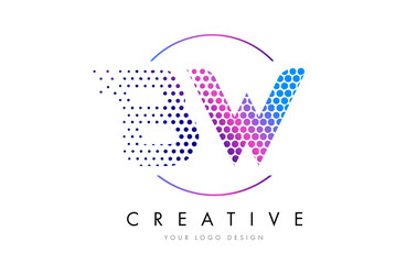 BW B W Pink Magenta Dotted Bubble Letter Logo Design Vector