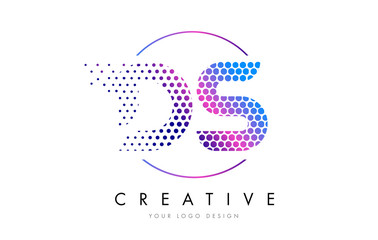 DS D S Pink Magenta Dotted Bubble Letter Logo Design Vector