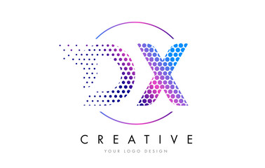 DX D X Pink Magenta Dotted Bubble Letter Logo Design Vector