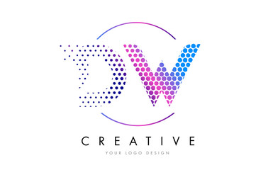 DW D W Pink Magenta Dotted Bubble Letter Logo Design Vector