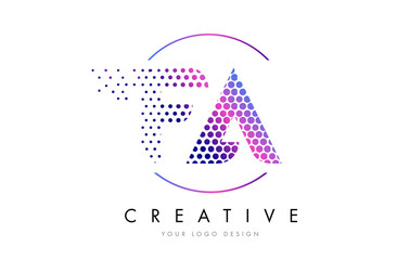 FA F A Pink Magenta Dotted Bubble Letter Logo Design Vector