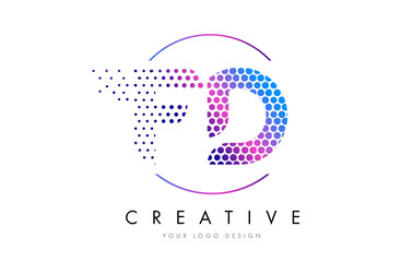 FD F D Pink Magenta Dotted Bubble Letter Logo Design Vector