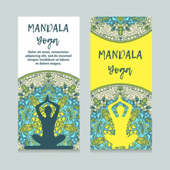Naklejka premium Vintage template design vector illustration of international yoga day. Oriental pattern, vector illustration. Islam, Arabic Indian turkish motifs