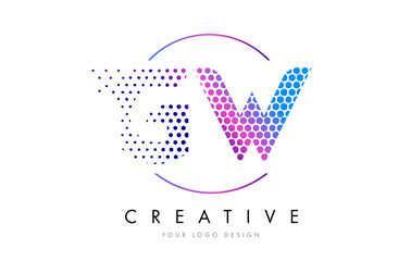 GW G W Pink Magenta Dotted Bubble Letter Logo Design Vector