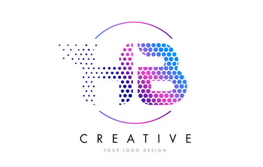 HB H B Pink Magenta Dotted Bubble Letter Logo Design Vector