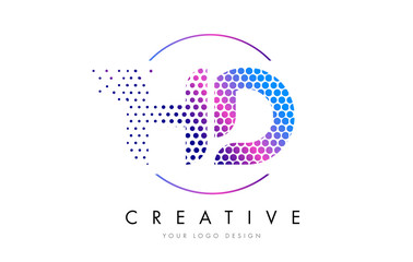 HD H D Pink Magenta Dotted Bubble Letter Logo Design Vector