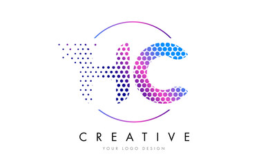 HC H C Pink Magenta Dotted Bubble Letter Logo Design Vector