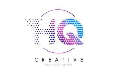 HQ H Q Pink Magenta Dotted Bubble Letter Logo Design Vector