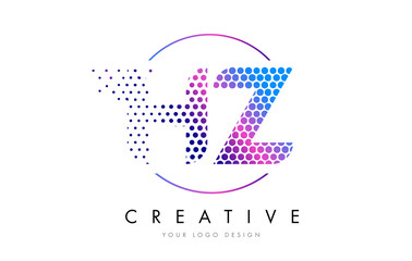 HZ H Z Pink Magenta Dotted Bubble Letter Logo Design Vector