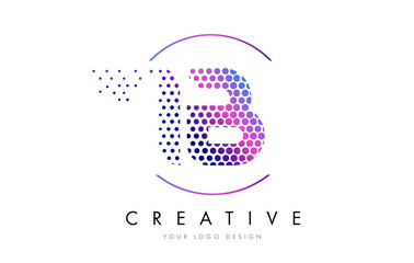 IB I B Pink Magenta Dotted Bubble Letter Logo Design Vector