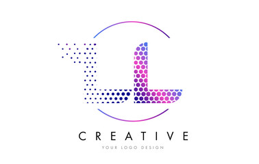 LL L Pink Magenta Dotted Bubble Letter Logo Design Vector