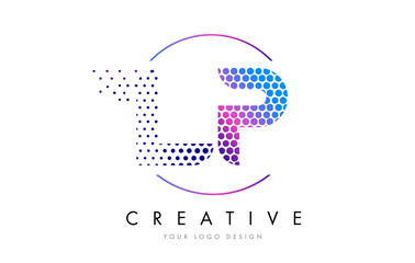 LP L P Pink Magenta Dotted Bubble Letter Logo Design Vector